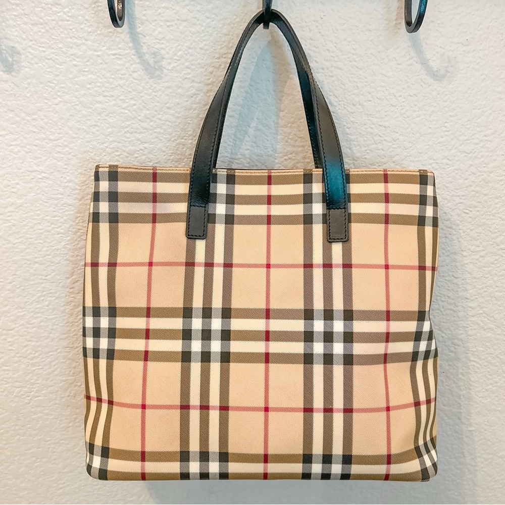 Burberry London Nova Check Canvas Classic Tote Handbag Satchel Shoulder Bag Med